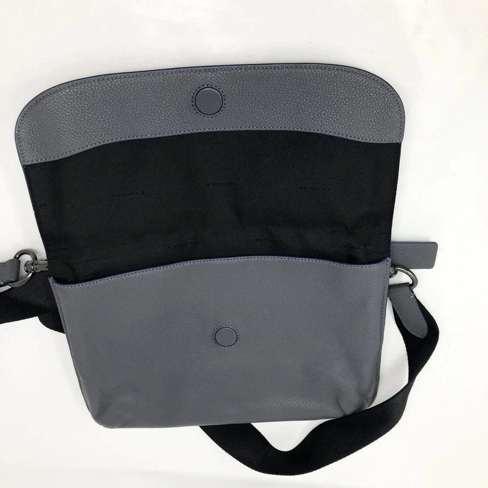 Coach Metropolitan Soft Flap Messenger 76196 Gray Pebble Leather Crossbody Men